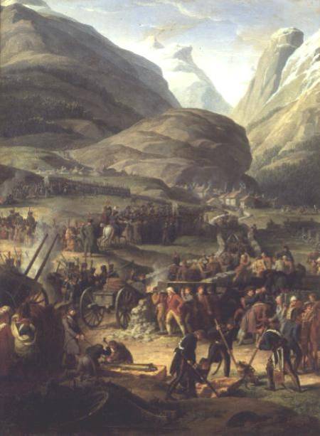 The French Army Travelling over the St. Bernard Pass at Bourg St. Pierre, 20th May 1800 de Charles Thevenin