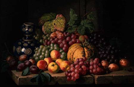 Still Life with Fruit and a Blue Vase de Charles Thomas Bale