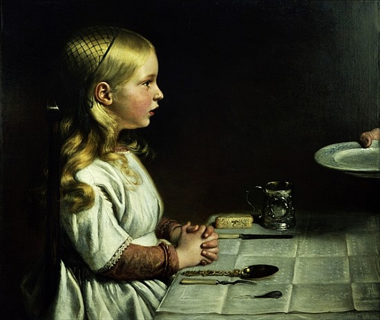 Florence Cope Saying Grace at Dinnertime de Charles West Cope