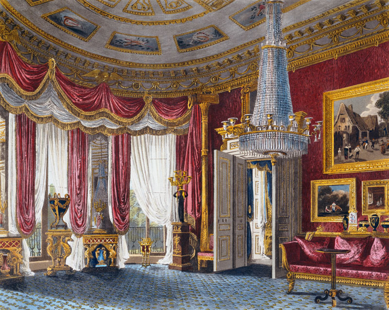 Rose Satin Drawing Room (second view) Carlton House, engraved by R. Reeve (fl.1811-37) from 'The His de Charles Wild