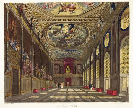 St. George's Hall, Windsor Castle, from 'Royal Residences', engraved by W. J. Bennett , pub. by Will de Charles Wild