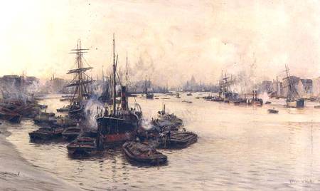 The Port of London de Charles William Wyllie