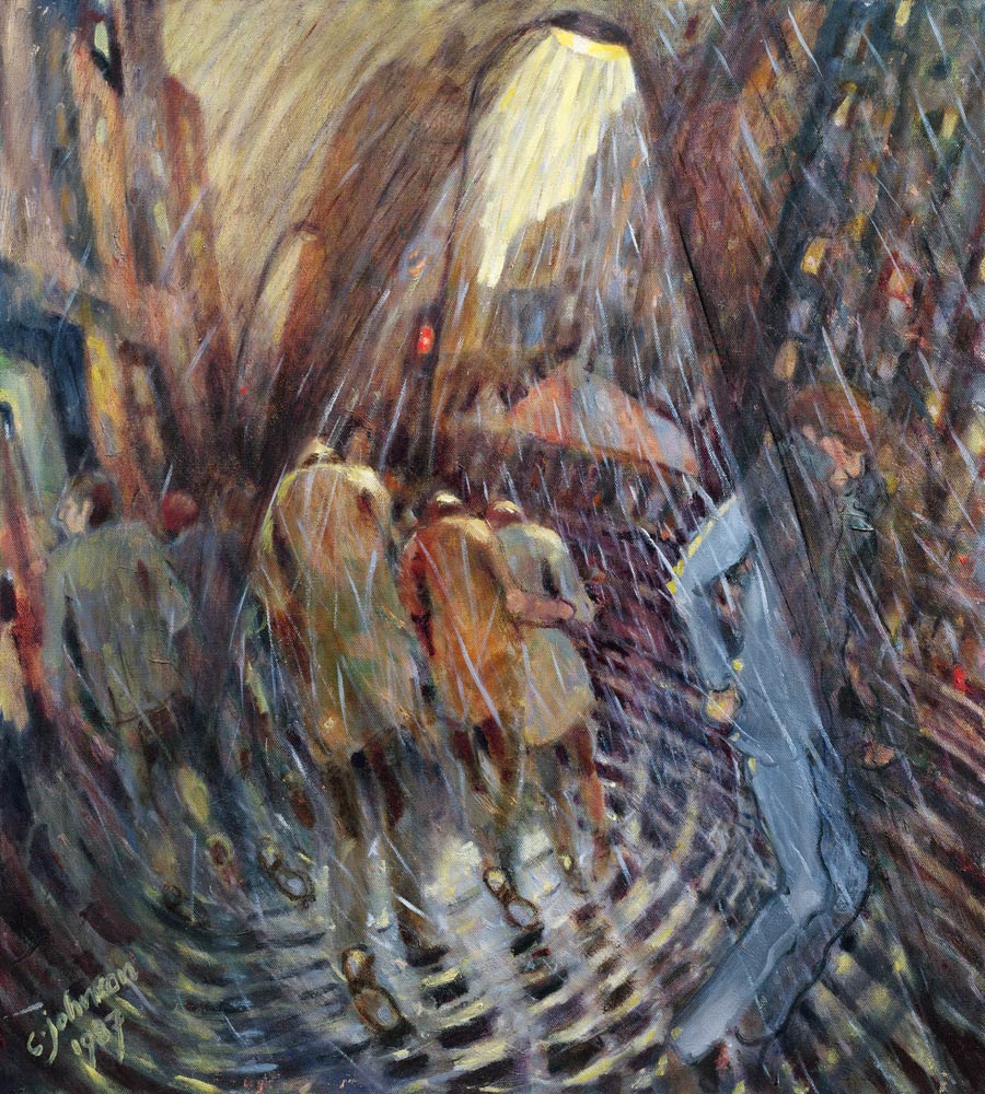 Hail on Sixth Avenue, New York City, 1987 (oil on canvas)  de Charlotte  Johnson Wahl