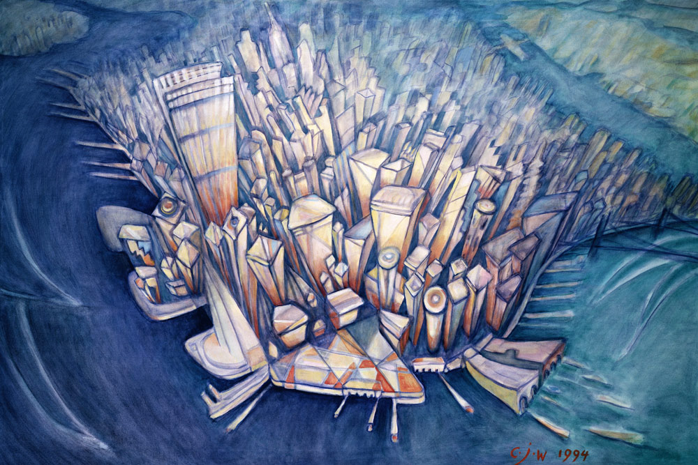 Manhattan from Above, 1994 (oil on canvas)  de Charlotte  Johnson Wahl