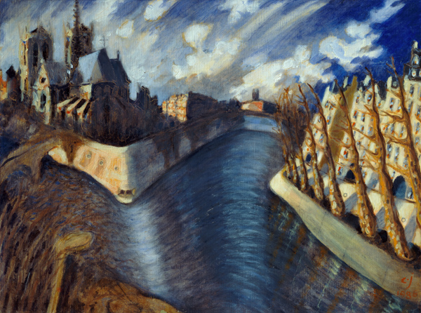 Catedral de Notre Dame, París, 1986 (óleo sobre lienzo) de Charlotte  Johnson Wahl