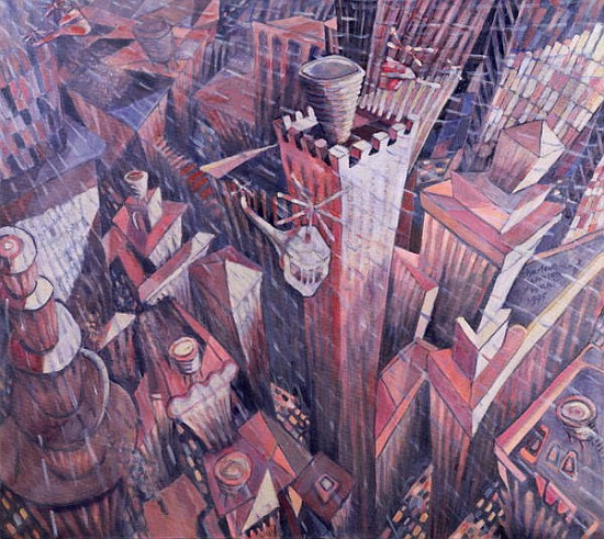 Downtown Manhattan Hailstorm, 1995 (oil on canvas)  de Charlotte  Johnson Wahl