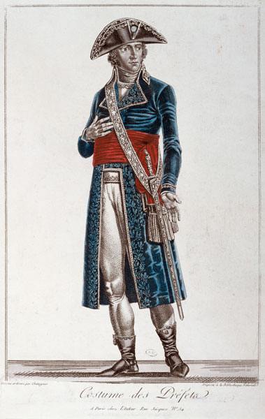 Costume of a Prefect during the period of the Consulate (1799-1804) of the First Republic, c.1800 (c de Chataignier