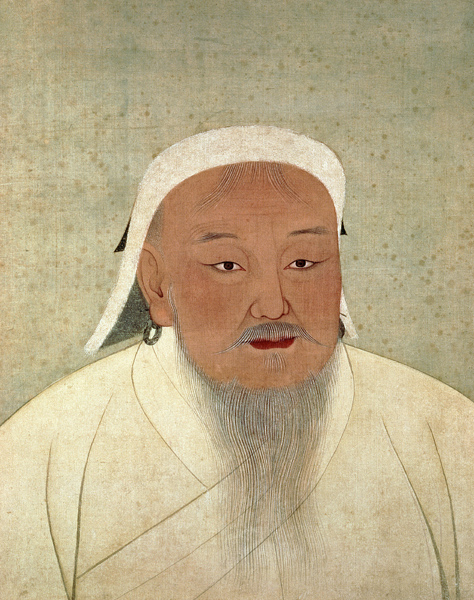 Portrait of Genghis Khan (c.1162-1227), Mongol Khan, founder of the Imperial Dynasty, the Yuan, maki de Chinese School