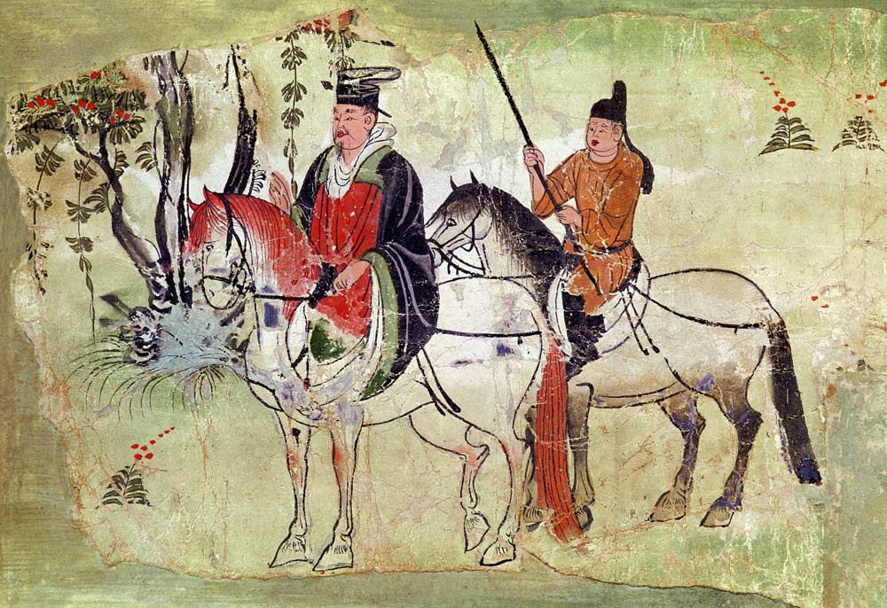 Two Horsemen in a Landscape or, The Boddhisatva and his Equerry, Tang Period de Chinese School