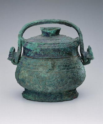 Covered vessel, Shang Dynasty, 17th-11th BC (bronze) de Chinese School