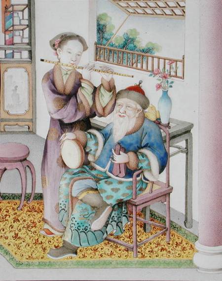 Detail from an imperial Canton panel, Qianlong period de Chinese School
