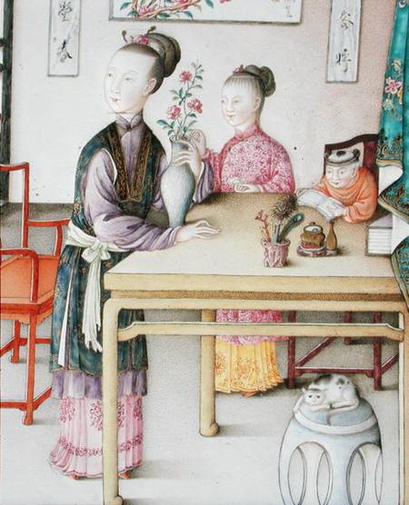 Detail from imperial Canton panel, Qianlong period de Chinese School
