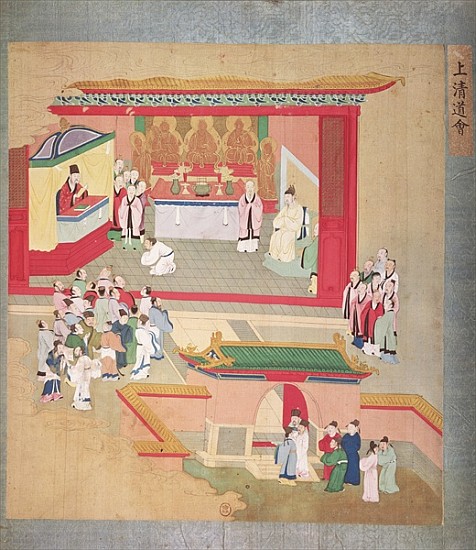 Emperor Hui Tsung (r.1100-26) practising with the Buddhist sect Tao-See, from a History of the Emper de Chinese School