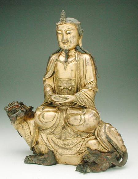 Figure of a Bodhisattva seated on a kylin, Yuan or early Ming dynasty de Chinese School