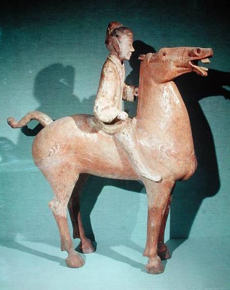 Horseman, from Xianyang, Shaanxi, Western Han Dynasty de Chinese School