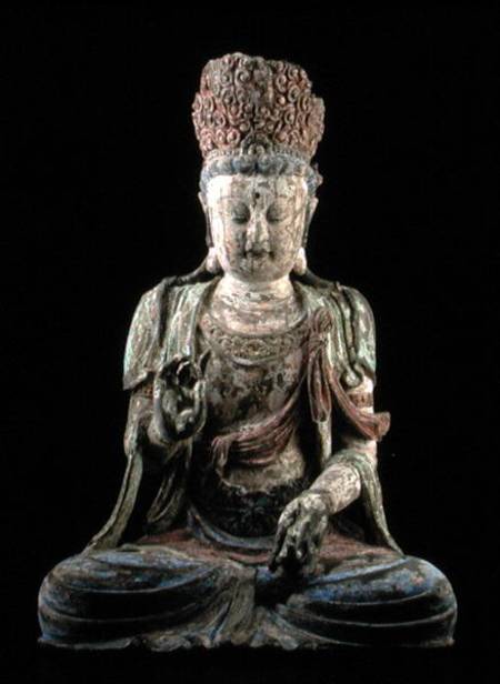 Large seated bodhisattva with hands raised de Chinese School