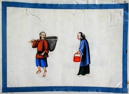 Noblewoman and a peasant fisherman de Chinese School