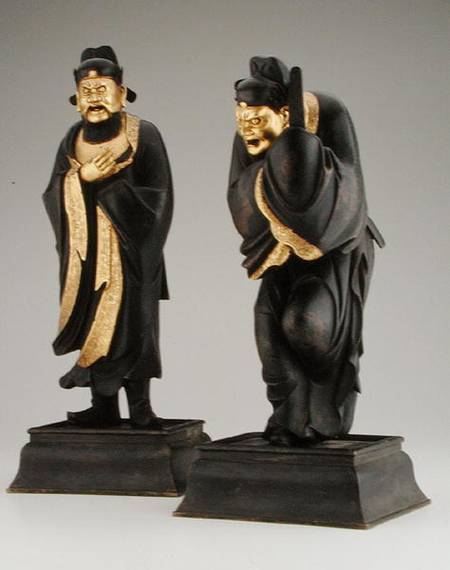 Pair of Taoist officials, Yuan or early Ming dynasty rcel de Chinese School