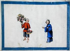Flower seller approached by a noblewoman