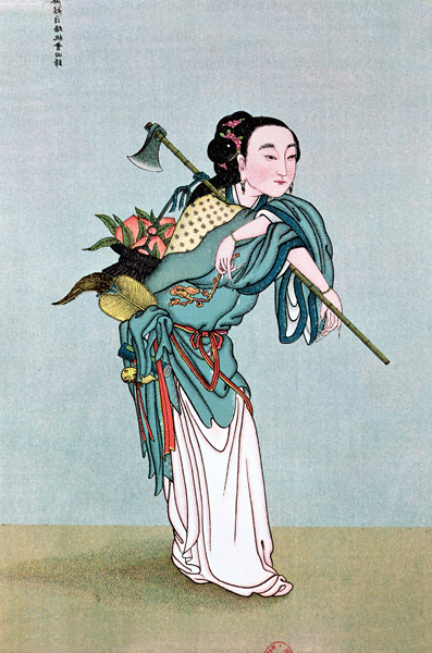 Ma Kou Carrying Medicinal Plants, from a work by Father Henri Dore, late 19th century (colour litho) de Chinese School, (19th century)