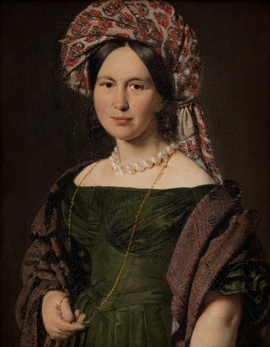 Cathrine Jensen, née Lorenzen, the Artist's Wife Wearing a Turban de Christian Albrecht Jensen