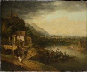 River Landscape with Barge