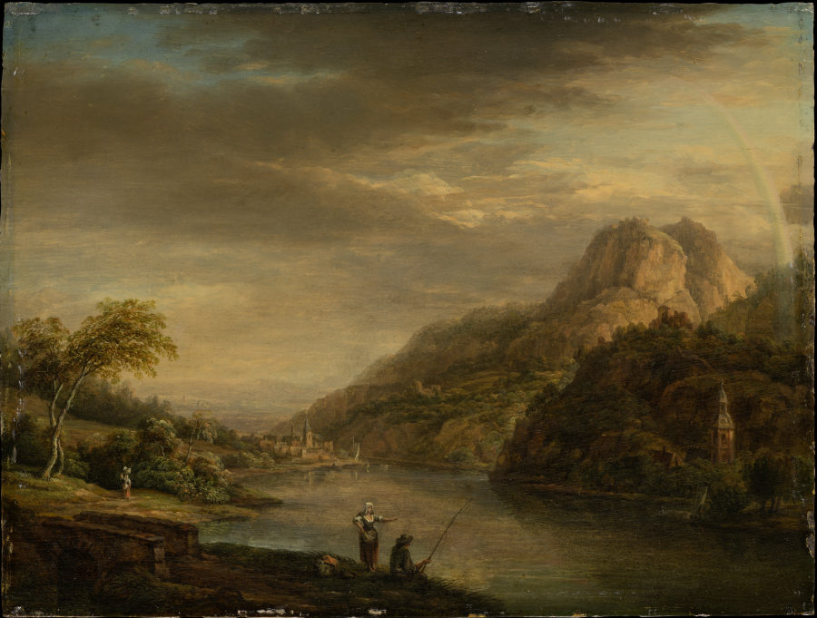 Mountainous River Landscape with Rainbow de Christian Georg Schütz d. Ä.