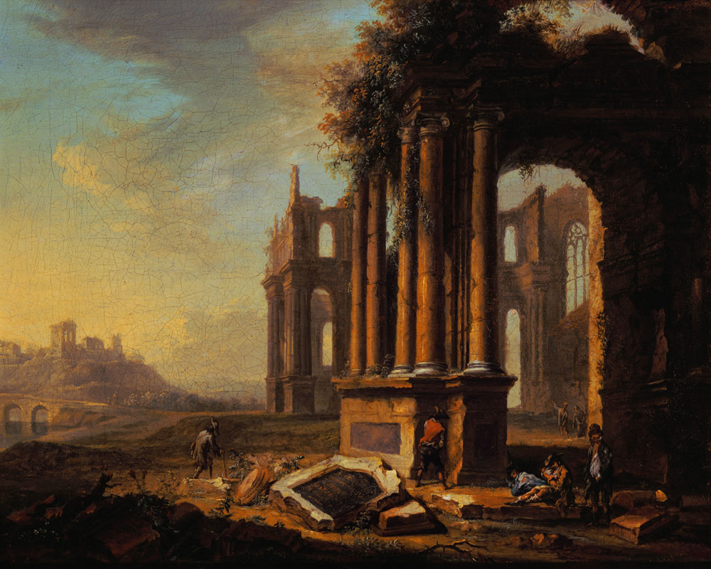 Italian ruin landscape II. de Christian Georg Schütz d.Ä.