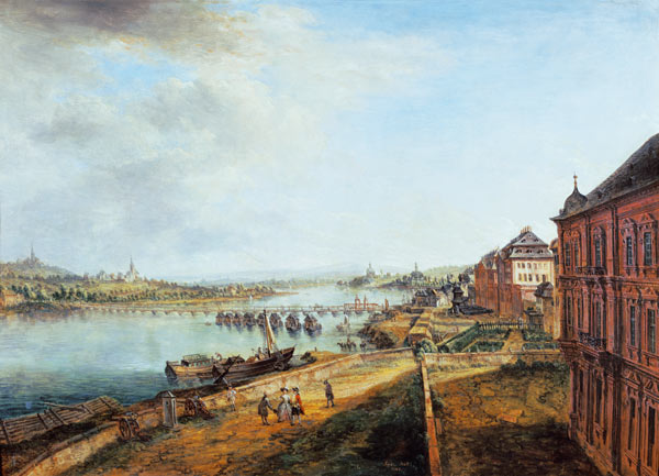 View from the Martinsburg on the bank of the Rhine in Mainz de Christian Georg Schütz d.Ä.