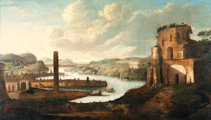 Port Scene (oil on canvas) de Christian Georg Schutz