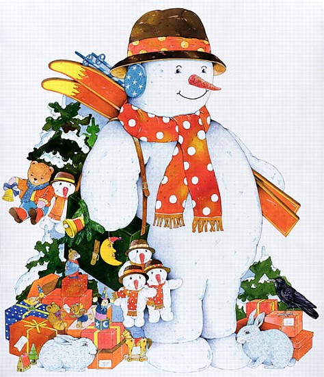 Snowman with Skis, 1998 (w/c on paper)  de Christian  Kaempf