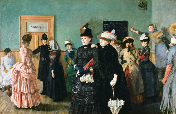 Albertine at the Police Doctor's Waiting Room de Christian Krohg