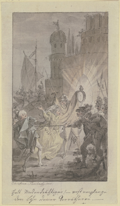 Der Marquis Ferdinand Mazzini ersticht Graf Hippolitus de Vereza, den Geliebten seiner Tochter Julie de Christian Sambach