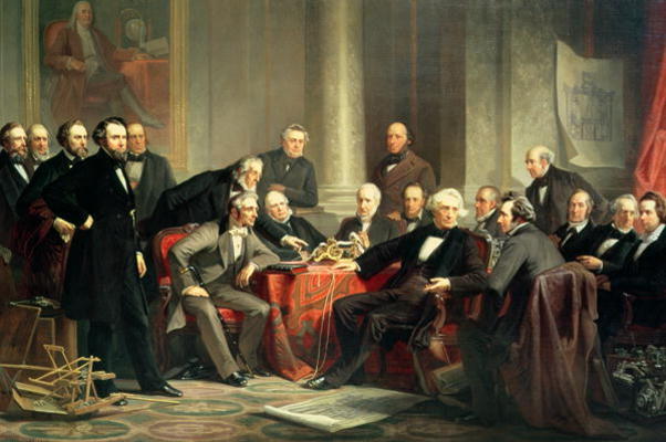 Men of Progress: group portrait of the great American inventors of the Victorian Age, 1862 (oil on c de Christian Schussele