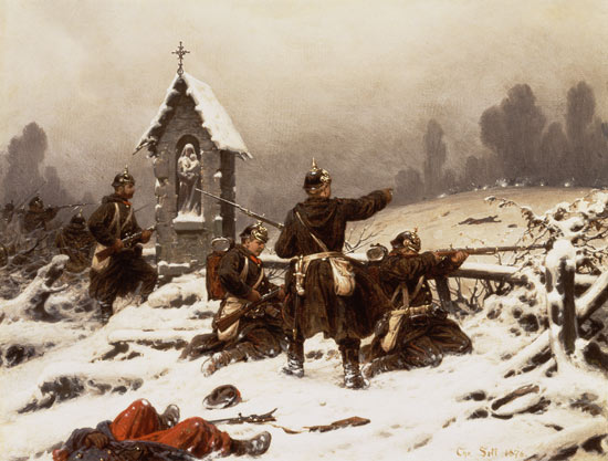 Infantería prusiana en la nieve de Christian Sell d.Ä.