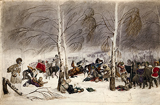 Battle between Korytna and Krasnoi on 15-11-1812 de Christian Wilh. Faber du Faur
