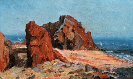 Rote Felsen im Meer