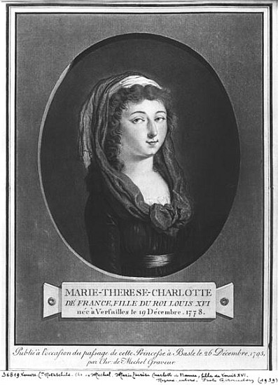 Marie-Therese-Charlotte de France (1778-1851) aged seventeen de Christian von Mechel