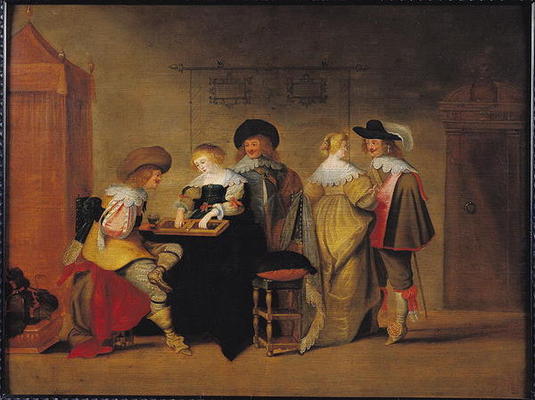 Backgammon Players (oil on panel) de Christoffel Jacobsz van der Lamen