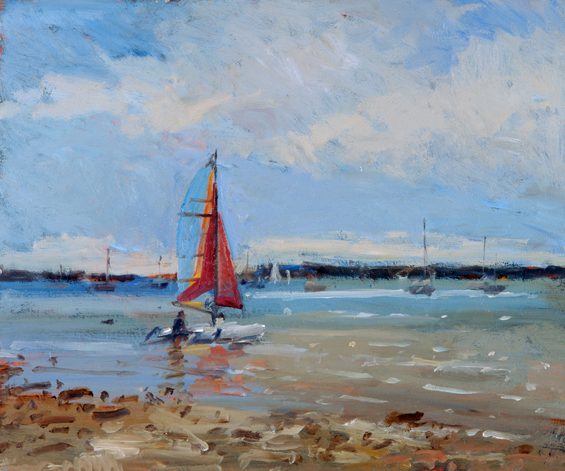 Catamaran, Brittany (oil on panel)  de Christopher  Glanville