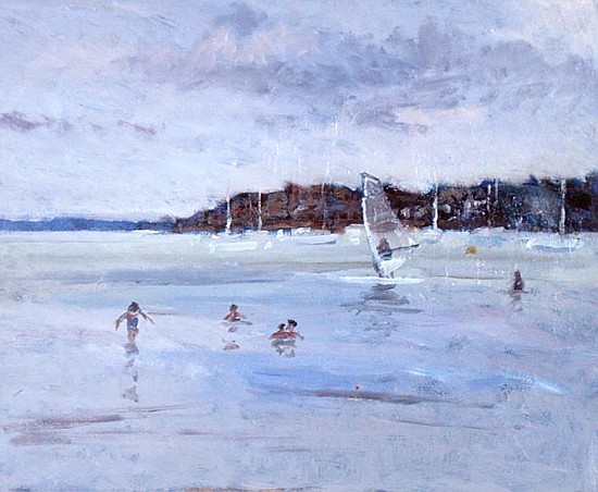 Windsurfer and Bathers (oil on panel)  de Christopher  Glanville