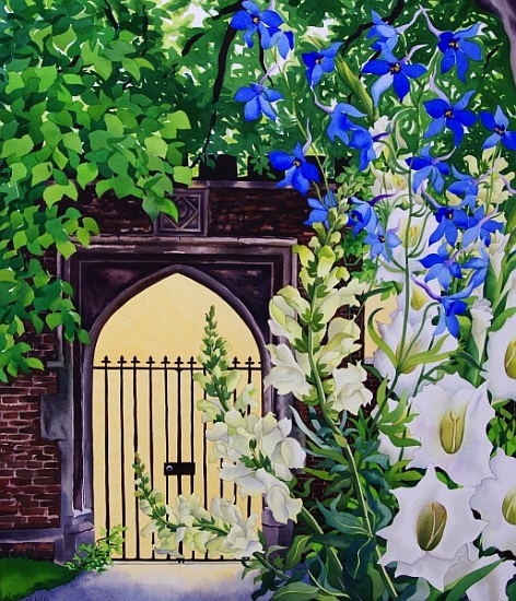 Flowers by a sunlit gateway de Christopher  Ryland