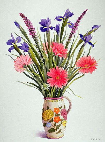 Irises and Berbera in a Dutch Jug (w/c)  de Christopher  Ryland