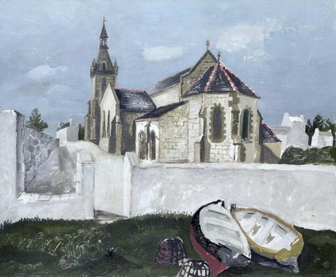 Treboul Church, Brittany, 1930 (oil on board) de Christopher Wood