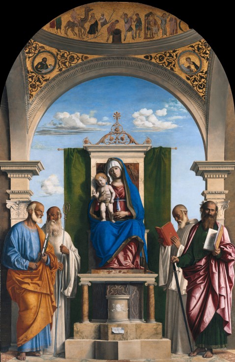 Enthroned Madonna with Child and Saints Peter, Romuald, Benedict and Paul de Giovanni Battista Cima da Conegliano