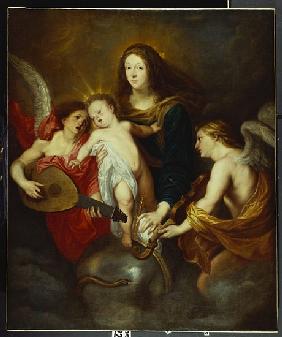 The Virgin and Child Triumphing over Sin with Two Musical Angels