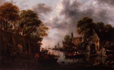 River Scene with Boats and Figures de Claes Molenaer