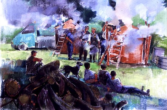 The Charcoal Burners, Wyre Forest (pastel on paper)  de Claire  Spencer