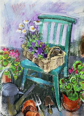 Gardener''s Chair (pastel on paper) 