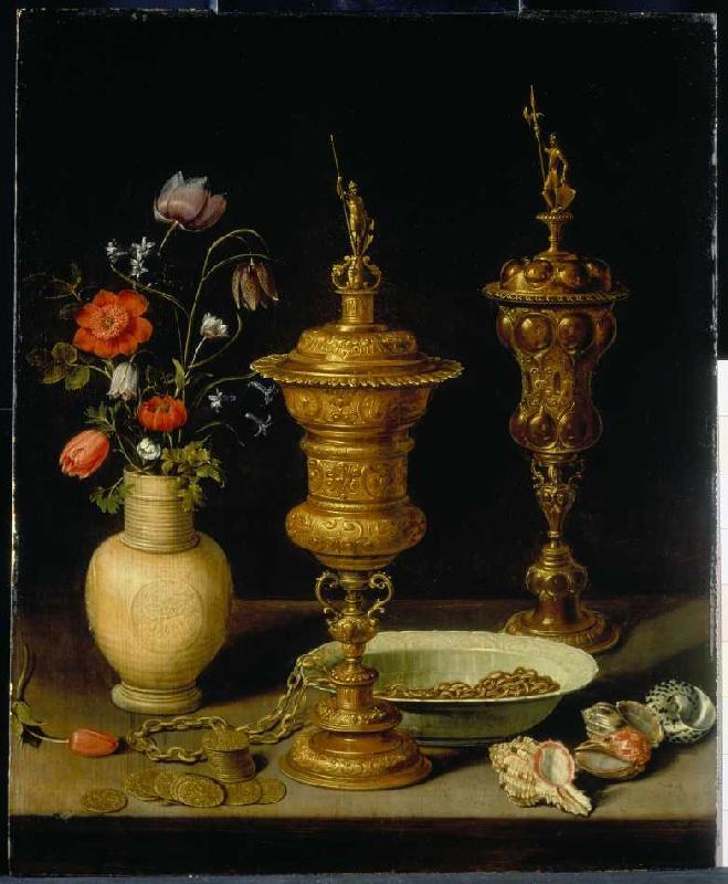 Quiet life with flowers and cups de Clara Peeters